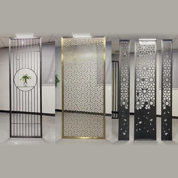 不銹鋼屏風隔斷鏤空格柵客廳方通背景墻