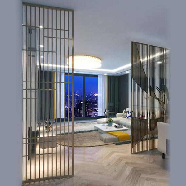 不銹鋼屏風(fēng)隔斷鏤空格柵客廳方通背景墻(圖1) 不銹鋼屏風(fēng)隔斷鏤空格柵客廳方通背景墻(圖1)